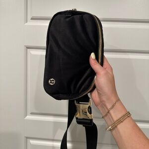 Lululemon Black Velour Crossbody Bag